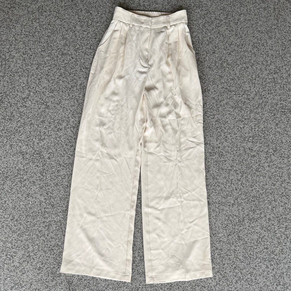 Cream Wide-Leg Trousers